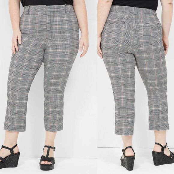 Lane Bryant Slim Capri 4-Season Pant black glen plaid stretch crop trousers 22 - Picture 1 of 12